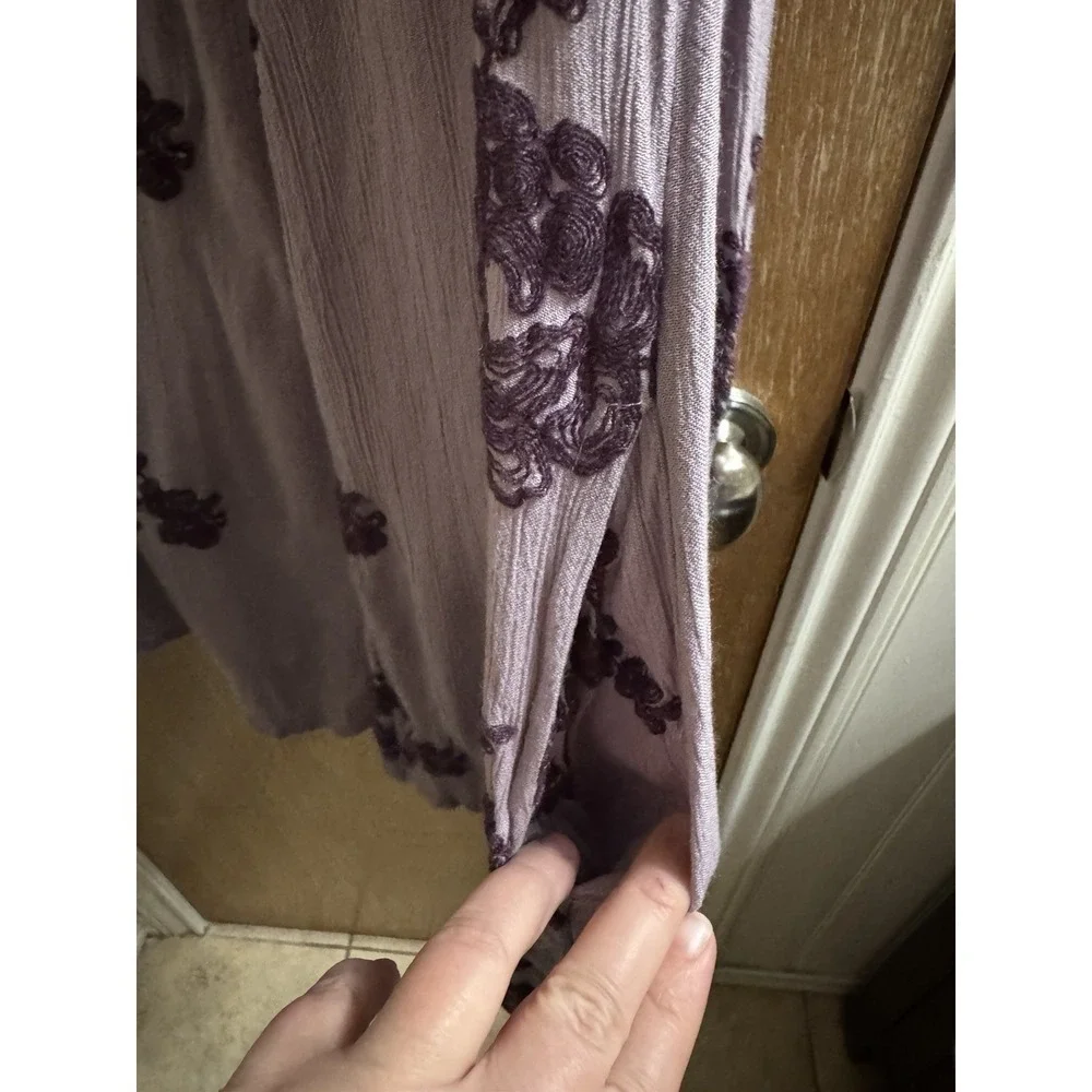 Free People Mauve Purple Floral Embroidered Long Sleeve Swing Mini Dress43